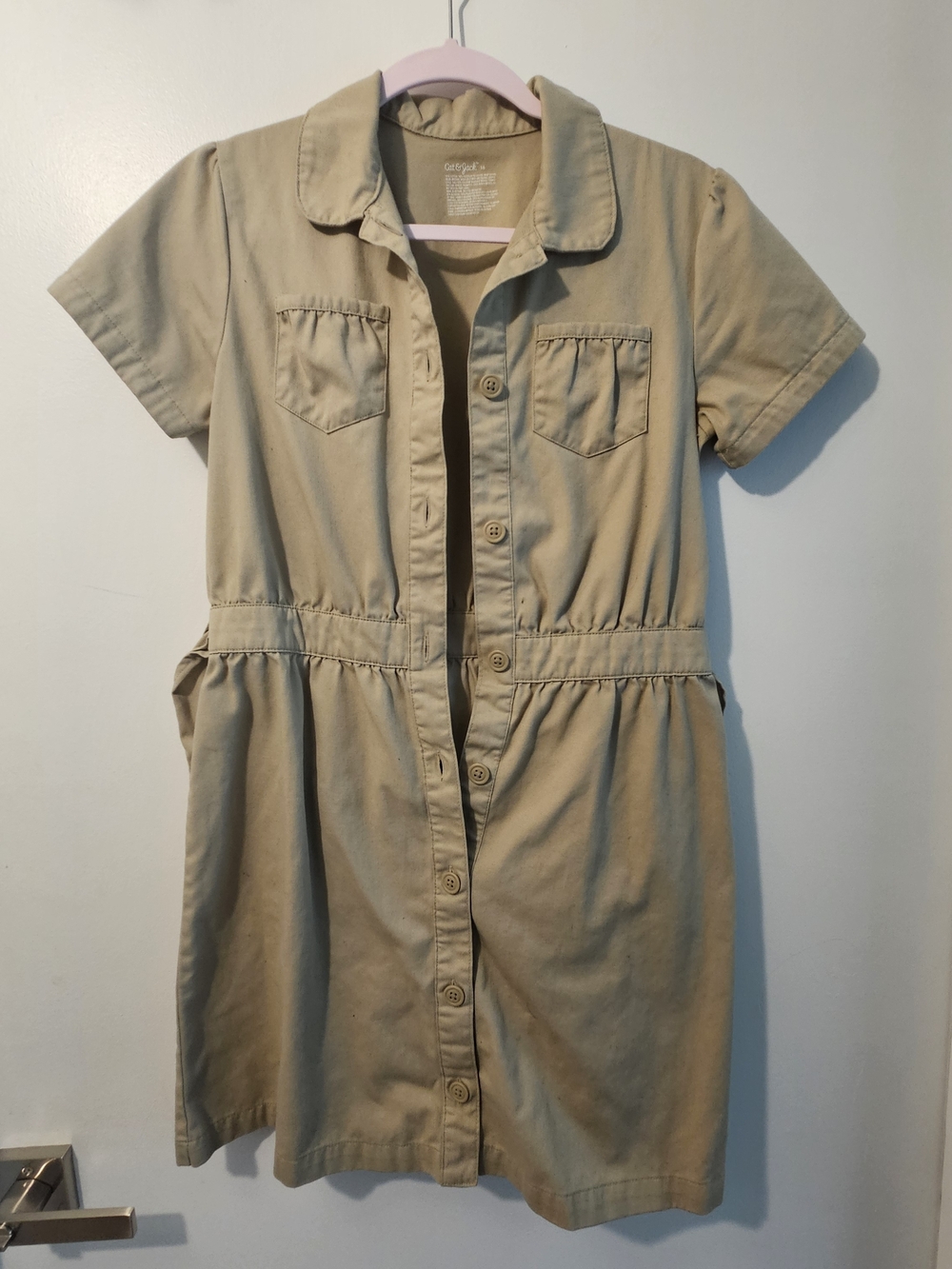 Cat & Jack Tan Button-Front Casual Girls Dress